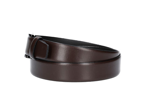 Herren-|Anzugsgürtel 35mm bombiert in Dunkelbraun mit Dornschließe - leder-accessoires.com