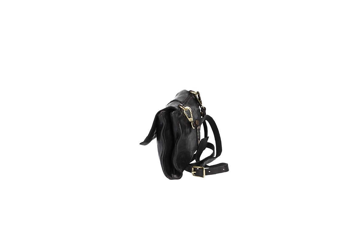Umhängetasche klein aus Leder in Schwarz
