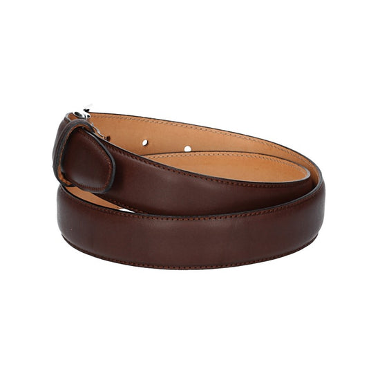 Ledergürtel in Braun 30 mm mit Schließe in glänzendem Silber - leder-accessoires.com