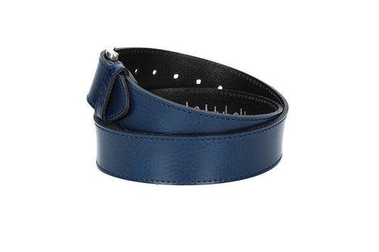 Ledergürtel Kids 30mm abgenäht in Blau mit Dornschließe in Silber