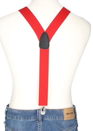 Hosenträger Uni Rot 35mm mit Clipverschluss - leder-accessoires.com
