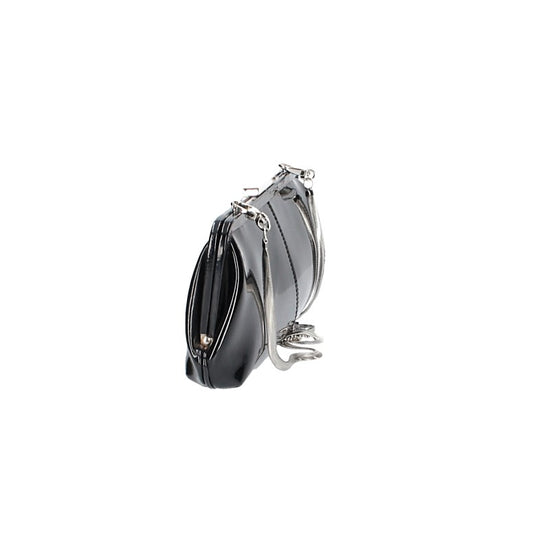 Clutch mit Clipverschluss in Schwarz|Lack aus Leder - leder-accessoires.com