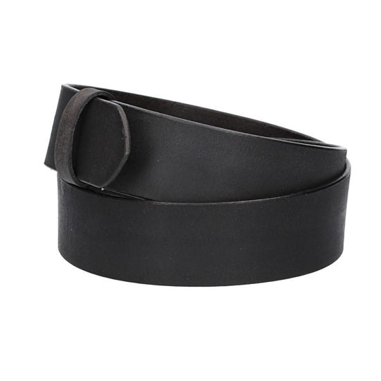 Lederriemen | Gürtelrohling Matt 45mm in Schwarz mit Schlaufe und Kapplochteil - leder-accessoires.com