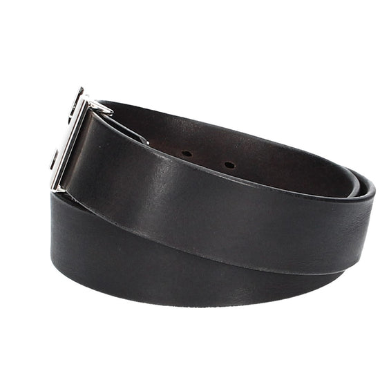 Ledergürtel Schwarz 40mm mit H-Schließe in Silber - leder-accessoires.com