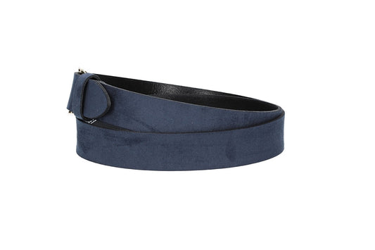 Veloursledergürtel 30mm in Marine|Dunkelblau mit Dornschließe in Lightgold - leder-accessoires.com