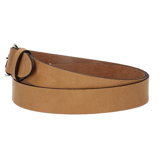 Veloursledergürtel 30mm in Camel|Rotbraun mit Dornschließe in Lightgold - leder-accessoires.com