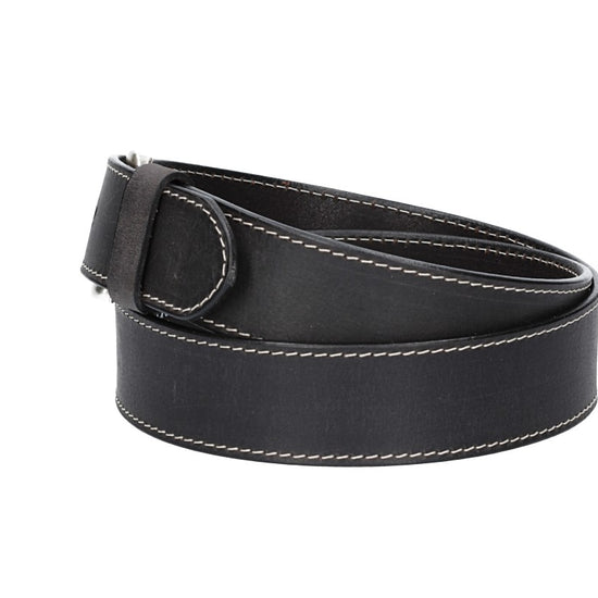 Ledergürtel Schwarz 40mm abgenäht mit Dornschließe in Silber - leder-accessoires.com