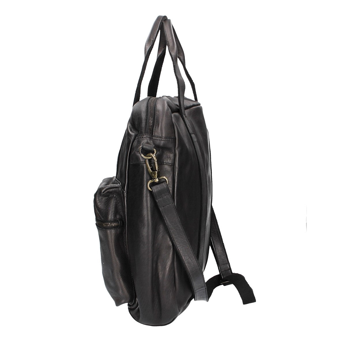 Ledertasche in Schwarz mit Reißverschluss und zwei Vortaschen - leder-accessoires.com