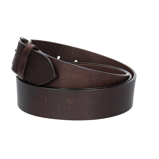 Ledergürtel Überlänge Braun 40mm mit glänzender Rollschließe - leder-accessoires.com