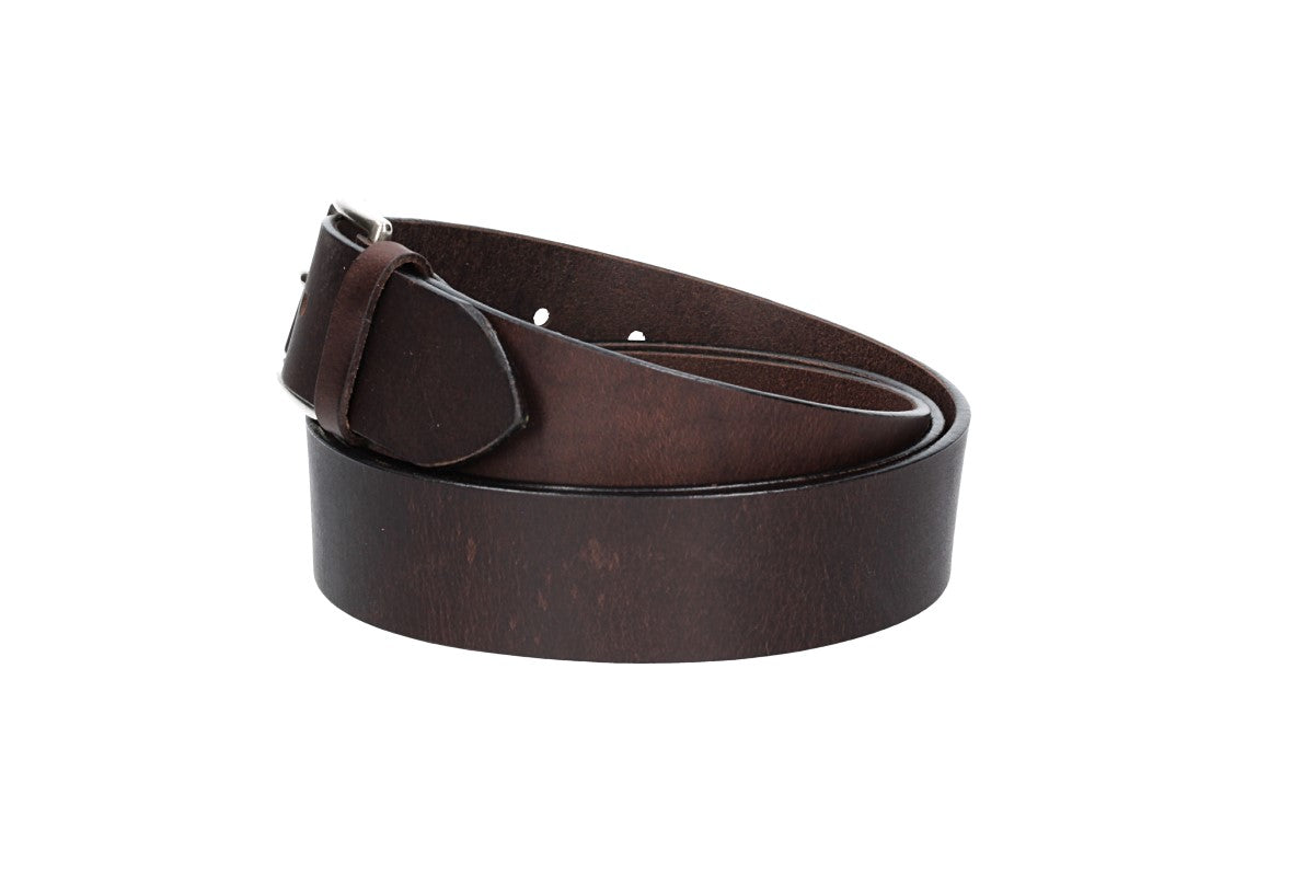 Ledergürtel Überlänge Braun 40mm mit glänzender Rollschließe