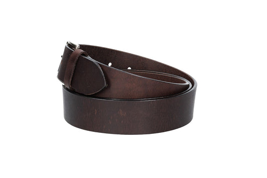 Ledergürtel Überlänge Braun 40mm mit glänzender Rollschließe - leder-accessoires.com