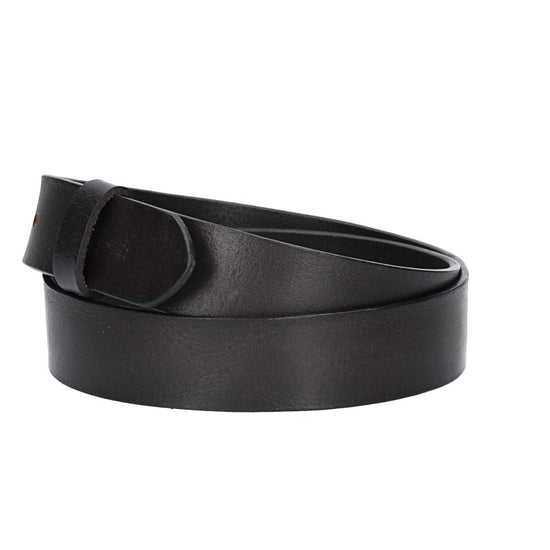 Lederriemen | Gürtelrohling Glanz 35mm in Schwarz mit Schlaufe und Kapplochteil - leder-accessoires.com