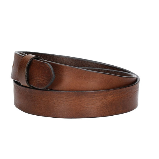 Lederriemen | Gürtelrohling Glanz 35mm in Cognac mit Schlaufe und Kapplochteil - leder-accessoires.com