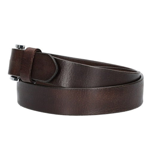 Ledergürtel Braun 35mm mit Dornschließe in Silber - leder-accessoires.com