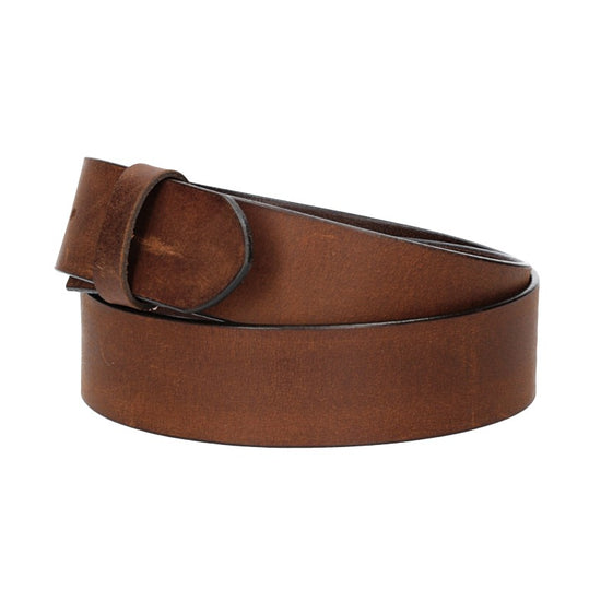 Lederriemen | Gürtelrohling Matt 40mm in Cognac mit Schlaufe und Kapplochteil - leder-accessoires.com