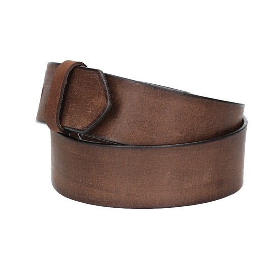 Lederriemen | Gürtelrohling Matt 45mm in Braun mit Schlaufe und Kapplochteil - leder-accessoires.com