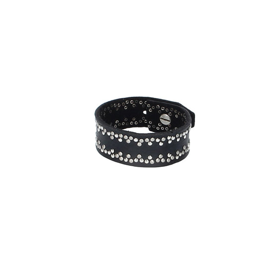 Armband Schwarz mit Rundnieten aus Leder - leder-accessoires.com