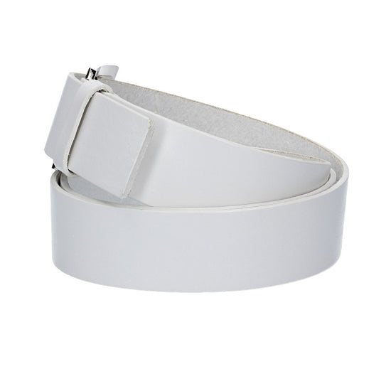Ledergürtel Überlänge Weiß 40mm mit Schmuckschließe Silber - leder-accessoires.com