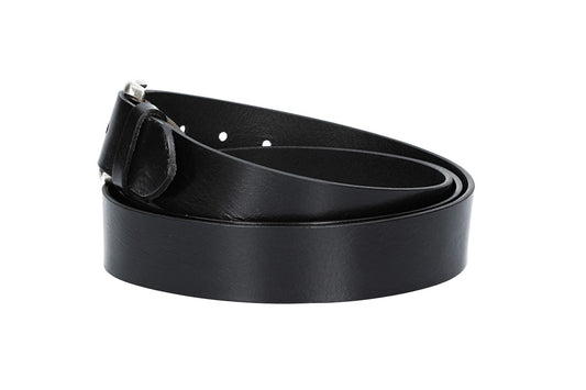 Ledergürtel Überlänge Schwarz 40mm mit glänzender Schließe - leder-accessoires.com