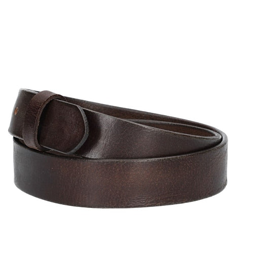 Lederriemen | Gürtelrohling Glanz 35mm in Braun mit Schlaufe und Kapplochteil - leder-accessoires.com