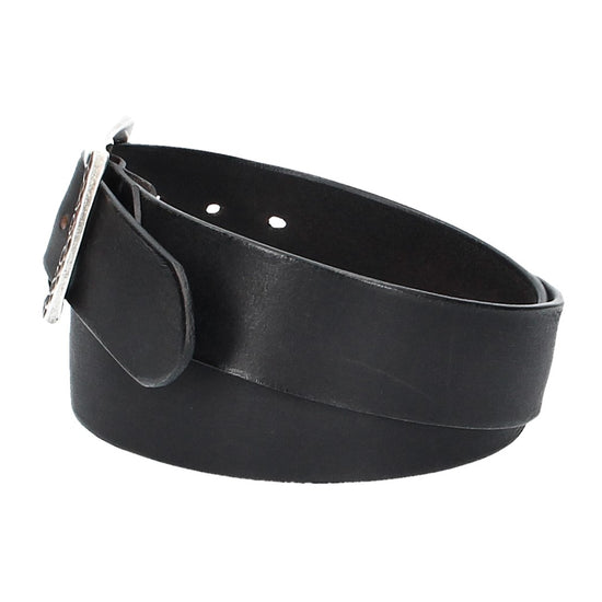 Ledergürtel Schwarz 40mm mit Vollschließe in Silber - leder-accessoires.com