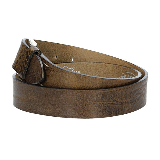 Hochwertiger Ledergürtel 35mm in Olive mit rustikaler Schließe in Silber - leder-accessoires.com