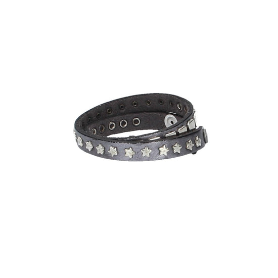 Armband doppelt Blau|Silber aus Leder - leder-accessoires.com