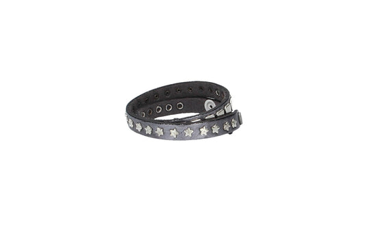 Armband doppelt Blau|Silber aus Leder