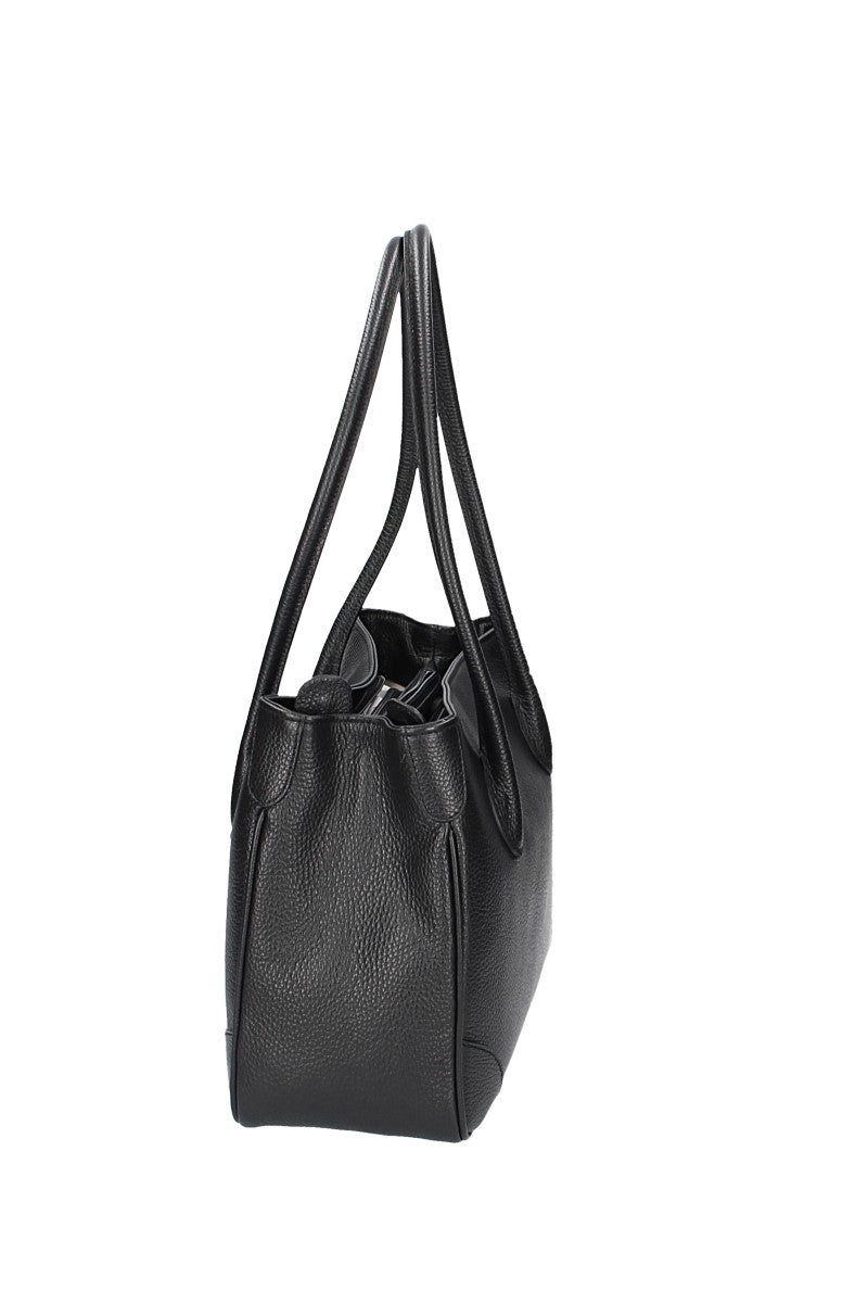 Schultertasche in Schwarz aus Leder