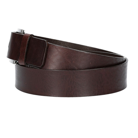 Ledergürtel Überlänge Braun 40mm mit Schmuckschließe Silber - leder-accessoires.com