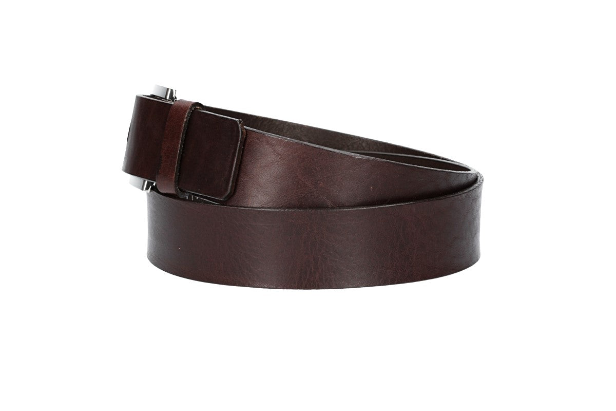 Ledergürtel Überlänge Braun 40mm mit Schmuckschließe Silber