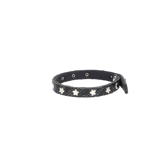 Armband in Echsenoptik  Schwarz mit Sternennieten aus Leder - leder-accessoires.com