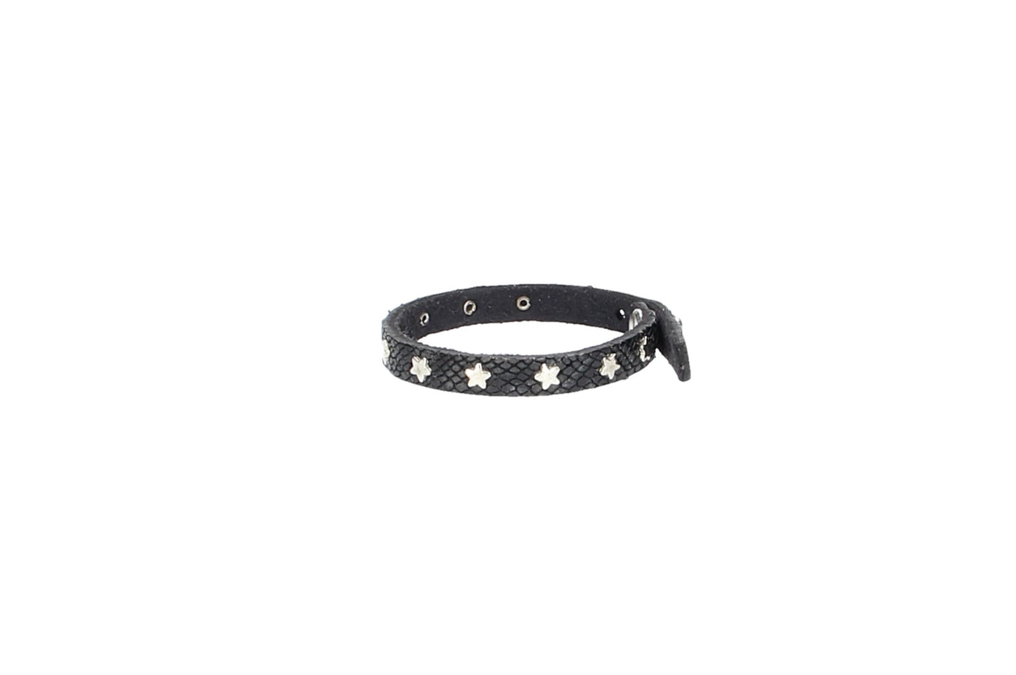 Armband in Echsenoptik  Schwarz mit Sternennieten aus Leder