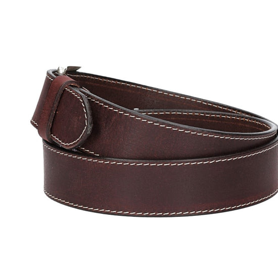 Ledergürtel Rot|Bordeaux 40mm abgenäht mit Dornschließe in Silber - leder-accessoires.com