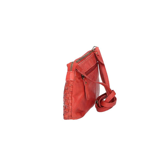 Umhängetasche in Rot mit Flechtmuster aus Leder - leder-accessoires.com