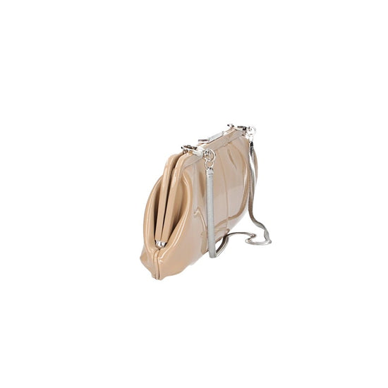 Clutch mit Clipverschluss in Beige|Lack aus Leder - leder-accessoires.com