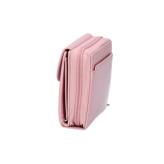 Damenbörse mit Reißverschluss in Rosa aus Leder - leder-accessoires.com