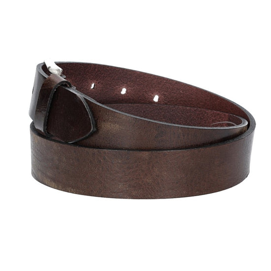 Hochwertiger Ledergürtel 35mm in Braun mit rustikaler Schließe in Silber - leder-accessoires.com