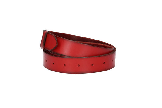 Ledergürtel Überlänge Rot 35mm mit Schließe in Silber - leder-accessoires.com
