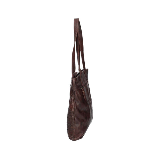 Ledershopper in Braun mit verschiedenen Mustern aus Leder - leder-accessoires.com
