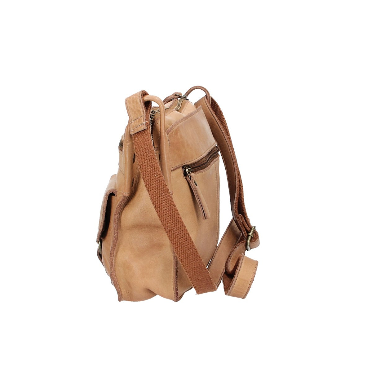 Umhängetasche in Taupe mit Reißverschluss und zwei Vortaschen
