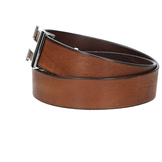 Ledergürtel Cognac 40mm mit H-Schließe in Silber - leder-accessoires.com