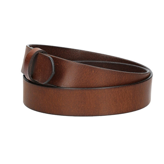 Lederriemen | Gürtelrohling Matt 35mm in Cognac mit Schlaufe und Kapplochteil - leder-accessoires.com