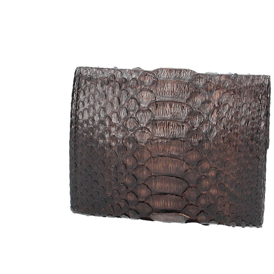 Damenbörse mit Überschlag in Braun aus echtem Schlangenleder - leder-accessoires.com