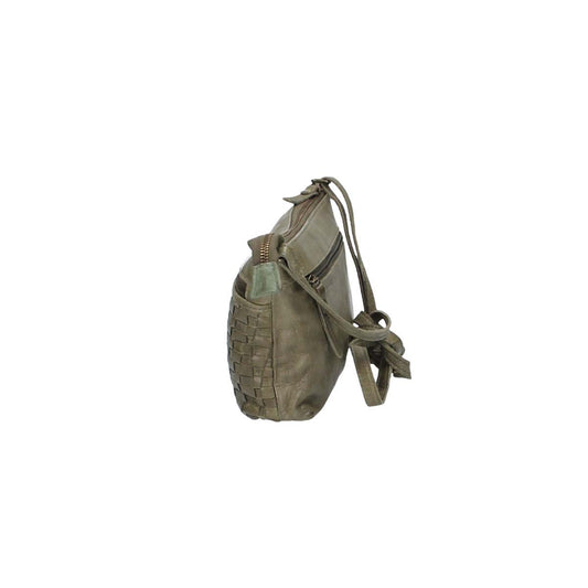 Umhängetasche in Grün|Oliv mit Flechtmuster aus Leder - leder-accessoires.com