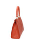 Handtasche aus Leder in Orange mit Schloss in Gold