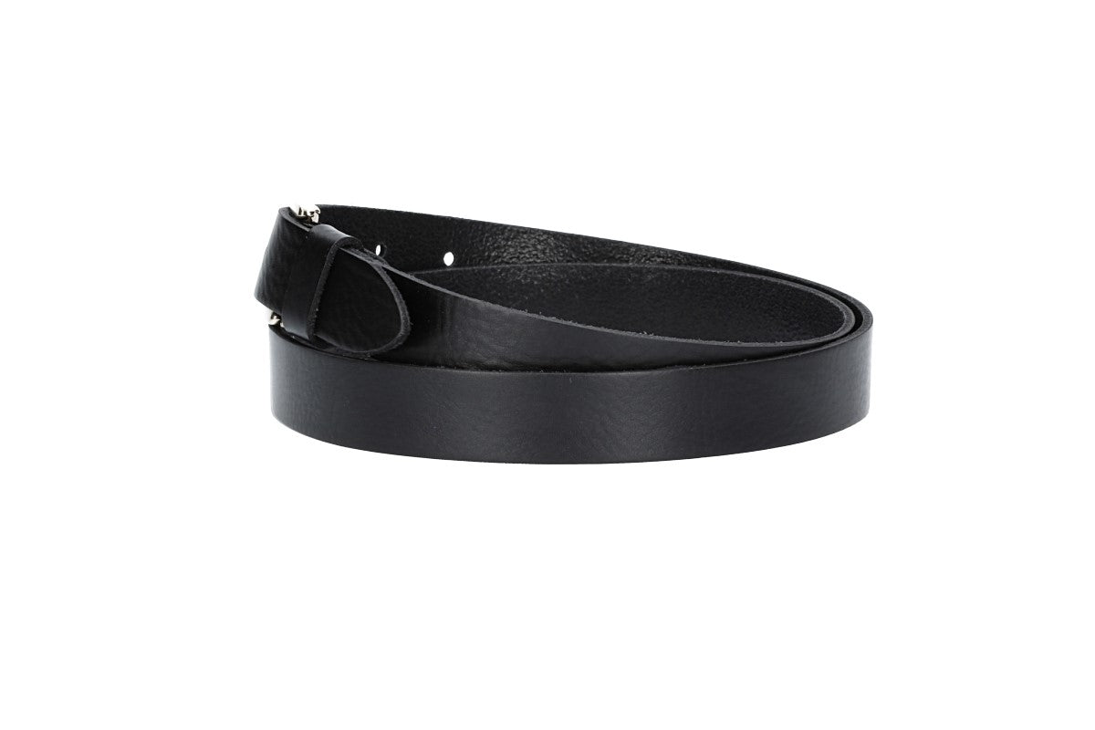 Damengürtel 25mm in Schwarz mit Dornschließe in Lightgold - leder-accessoires.com