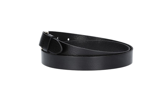 Damengürtel 25mm in Schwarz mit Dornschließe in Lightgold