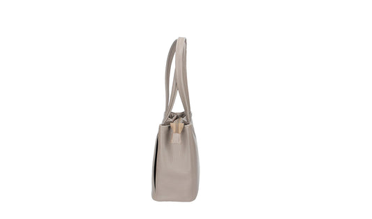 Schultertasche in Beige|Taupe aus Leder