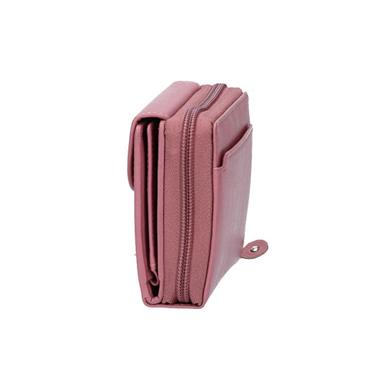 Damenbörse mit Reißverschluss in Altrosa aus Leder - leder-accessoires.com